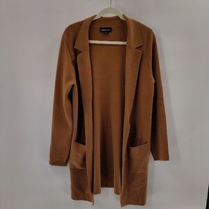 Fortune + Ivy Open Cardigan Sweater Size Medium Brown Long Sleeve Pockets